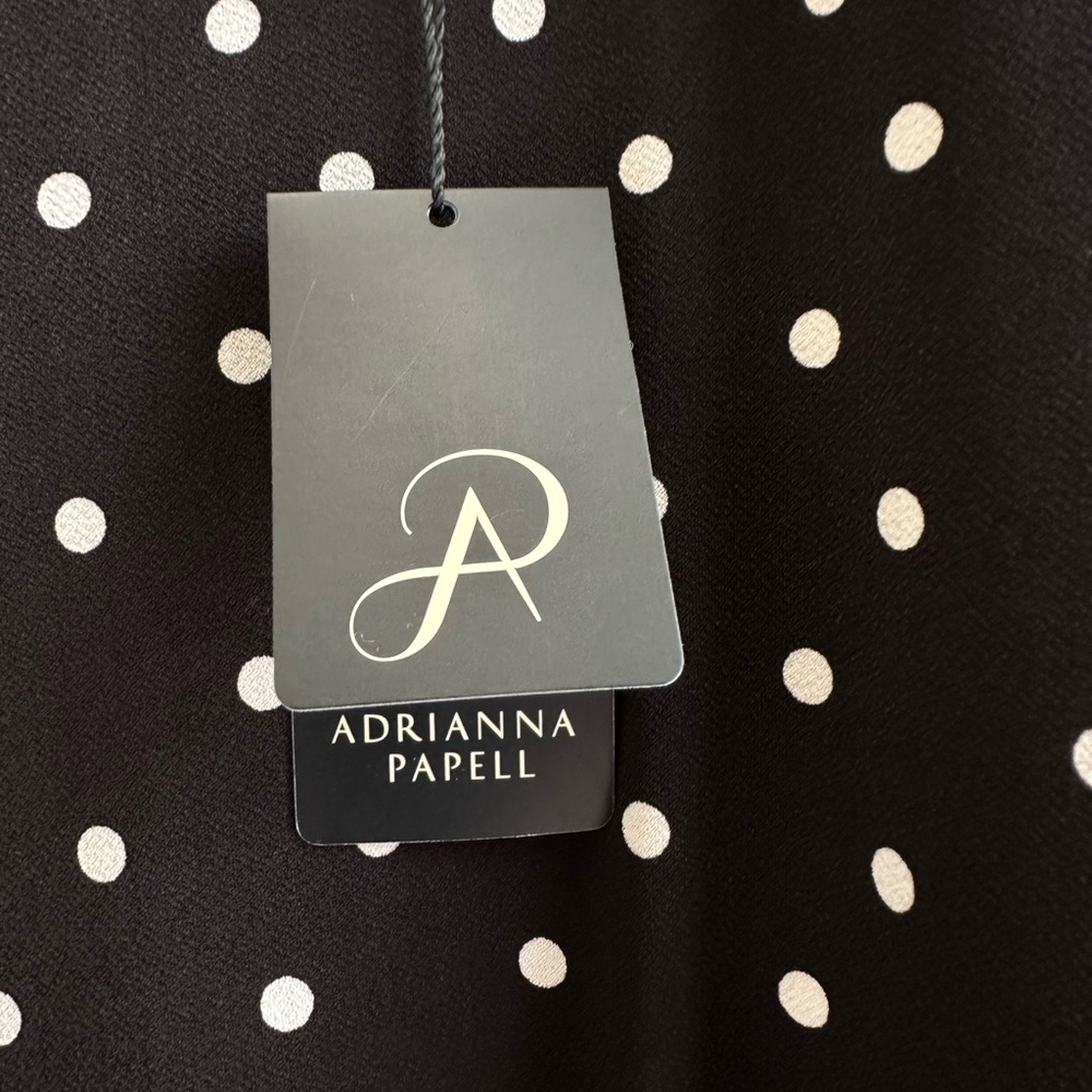 Adrianna Papell Blouse Women’s Size Medium Black Polka Dot Cropped Dolman NWT - Picture 7 of 8